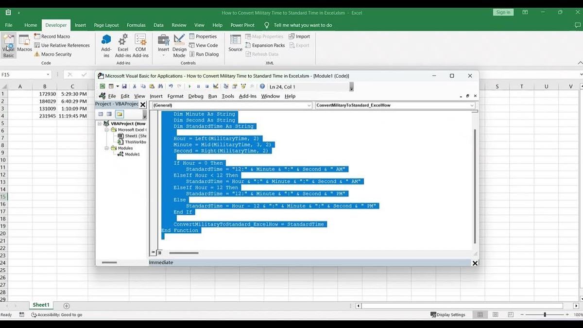 how-to-convert-military-time-to-standard-time-in-excel