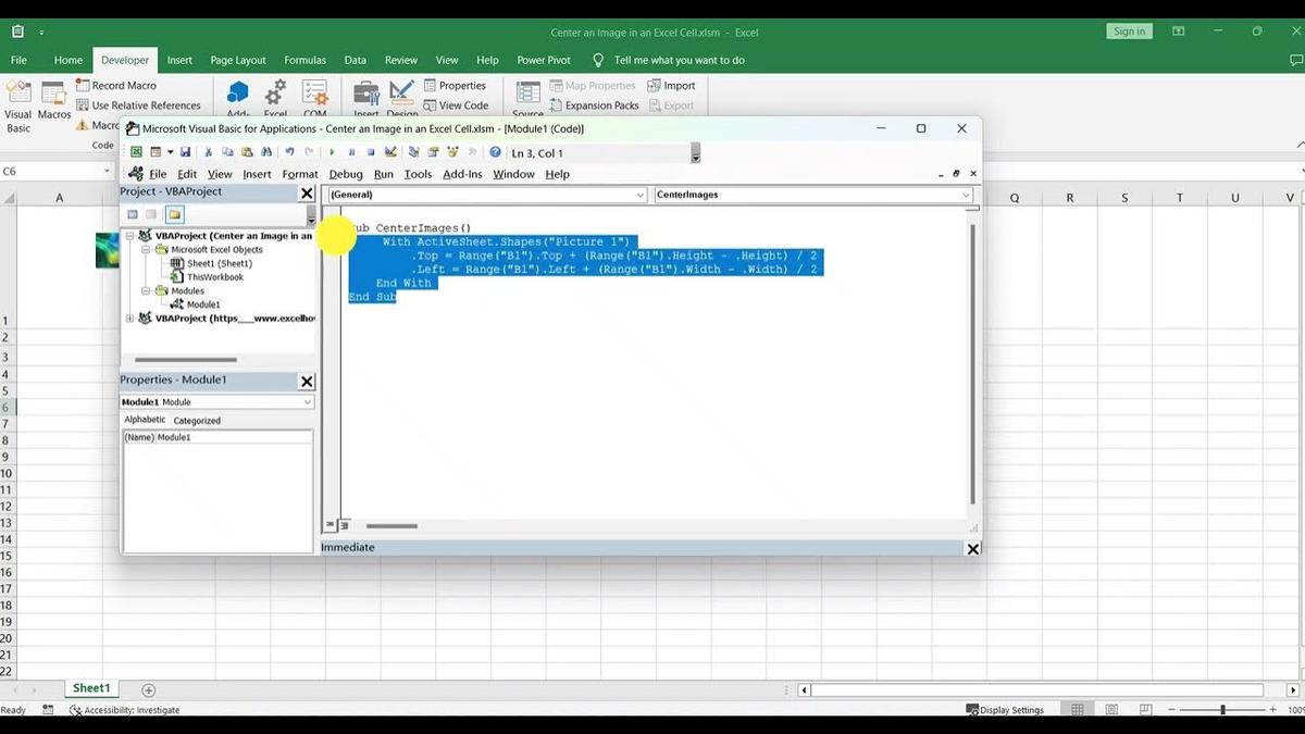 how-to-center-an-image-in-an-excel-cell