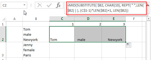 split multiple line from a cell2