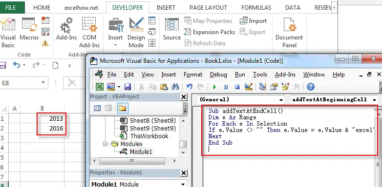 How To Add Text To The End All Cells In Excel Free Excel Tutorial