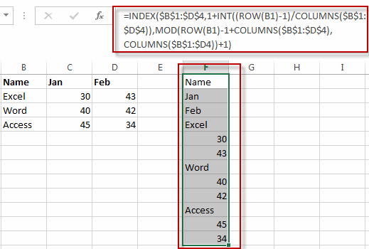 excel transpose cells from one sheet to another