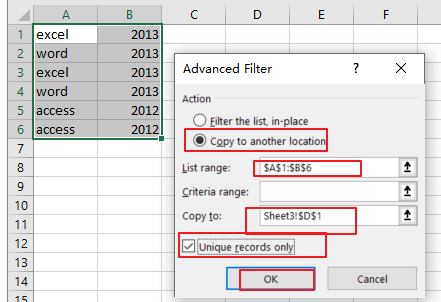 excel remove duplicate rows based on two columns kutools