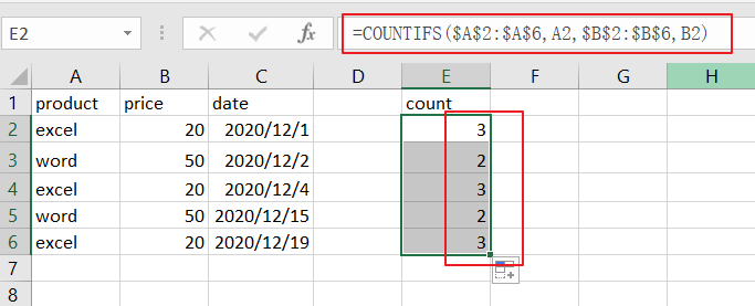 count specific items in list1